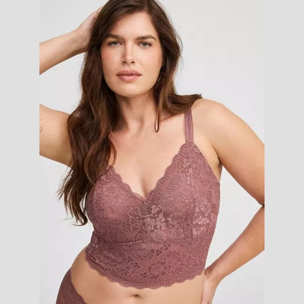 Torrid - 6X Unlined Lace Crop Bralette in Rose Taupe​​​​​​